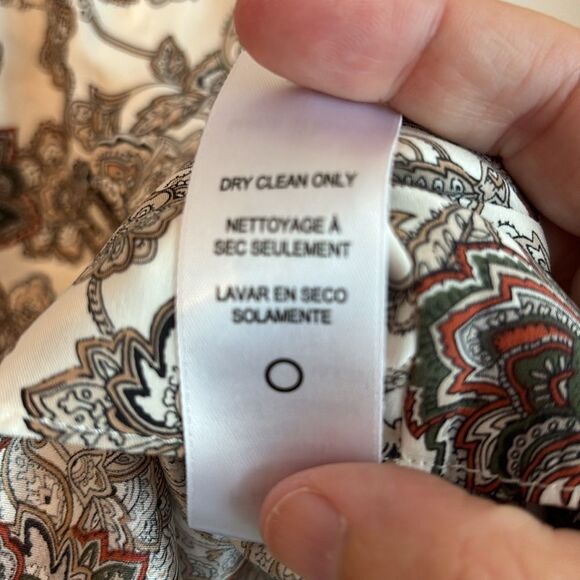 FRAME women 100% silk sleevless paisley button up mock neck top office size XS! - Picture 9 of 13